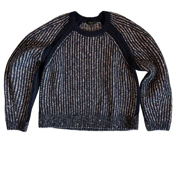 J. Crew Space-dyed Crewneck Chunky Sweater Women's Medium Blue - Picture 1 of 7